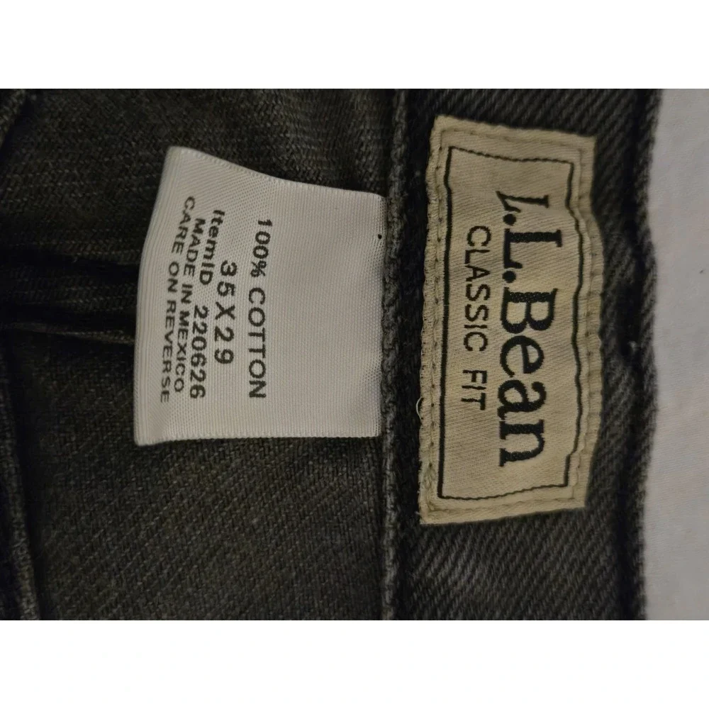 LL Bean Mens 35x29 Denim Jeans Faded‎ Black Classic Fit Straight Leg